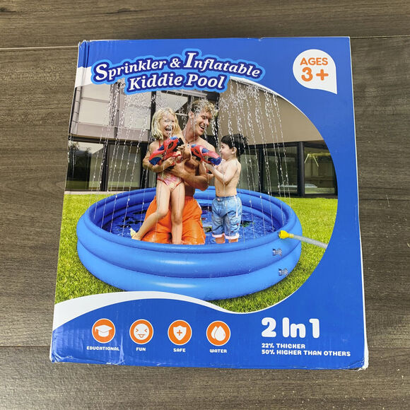 Inflatable Kiddie Pool with Sprinkler for Kids - 120cm 60" Baby Pool for Summer - Picture 9 of 16